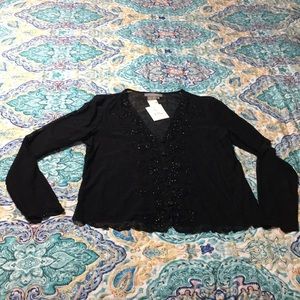 Clifford & Wills M sheer black beaded cardigan